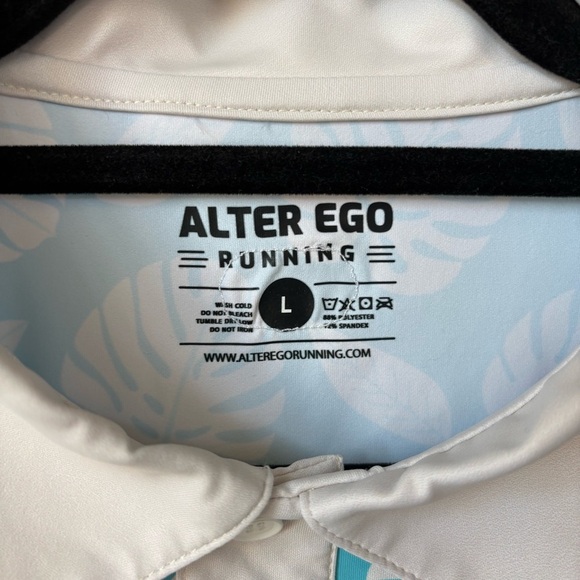 Alter Ego Running Palm Leaf Polo Shirt Size L - Picture 2 of 8